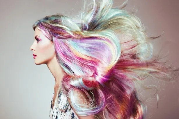 Beauty fashion model girl with colorful dyed hair