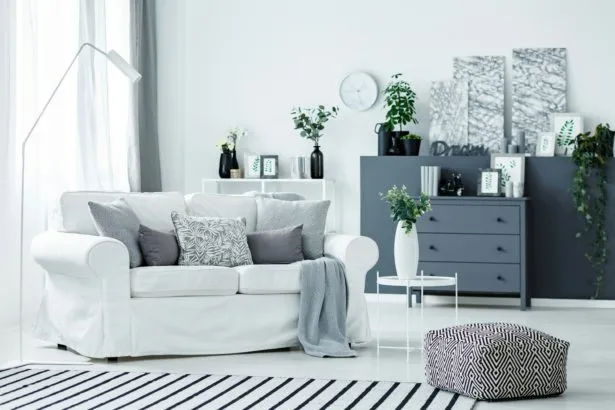 White sofa and grey accents