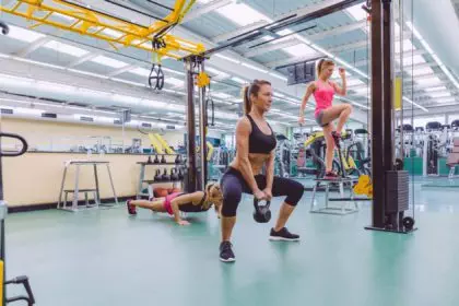 Women group training in a crossfit circuit