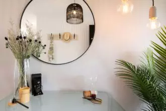Hallway table with mirror, home decor