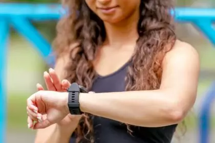 Girl with fitness tracker