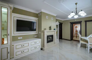 Classic living room interior design with marble floor