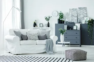 White sofa and grey accents